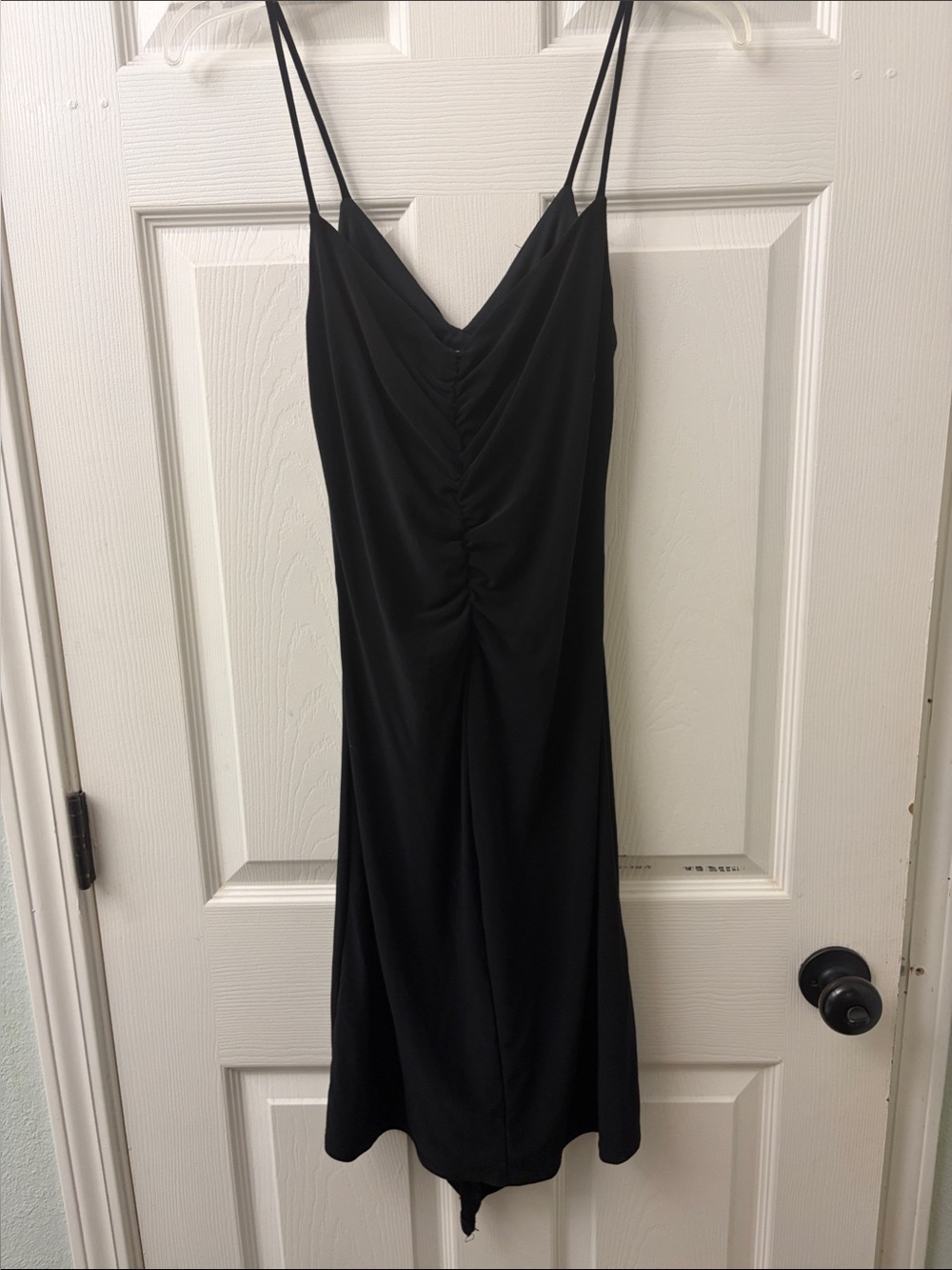 Jump Black Spaghetti-Strap Ruched Midi Dress